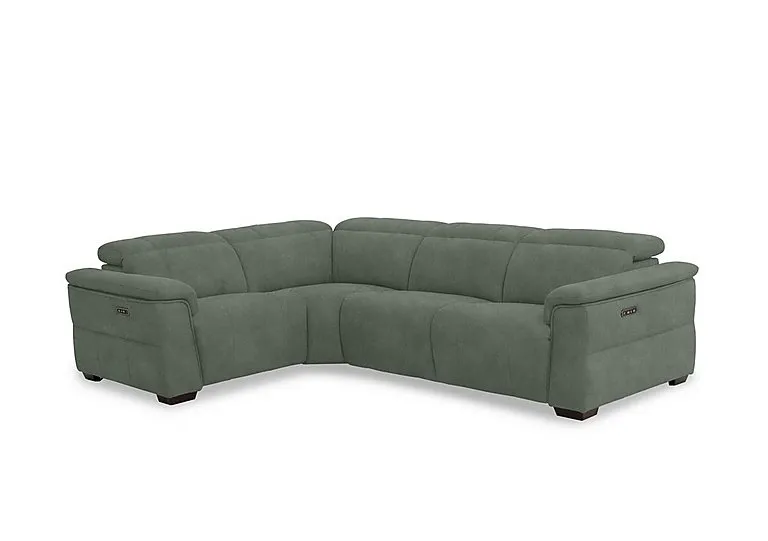 Inca Fabric Double Power Recliner Left Hand Facing Corner Sofa with Power Headrests - Dexter Fern