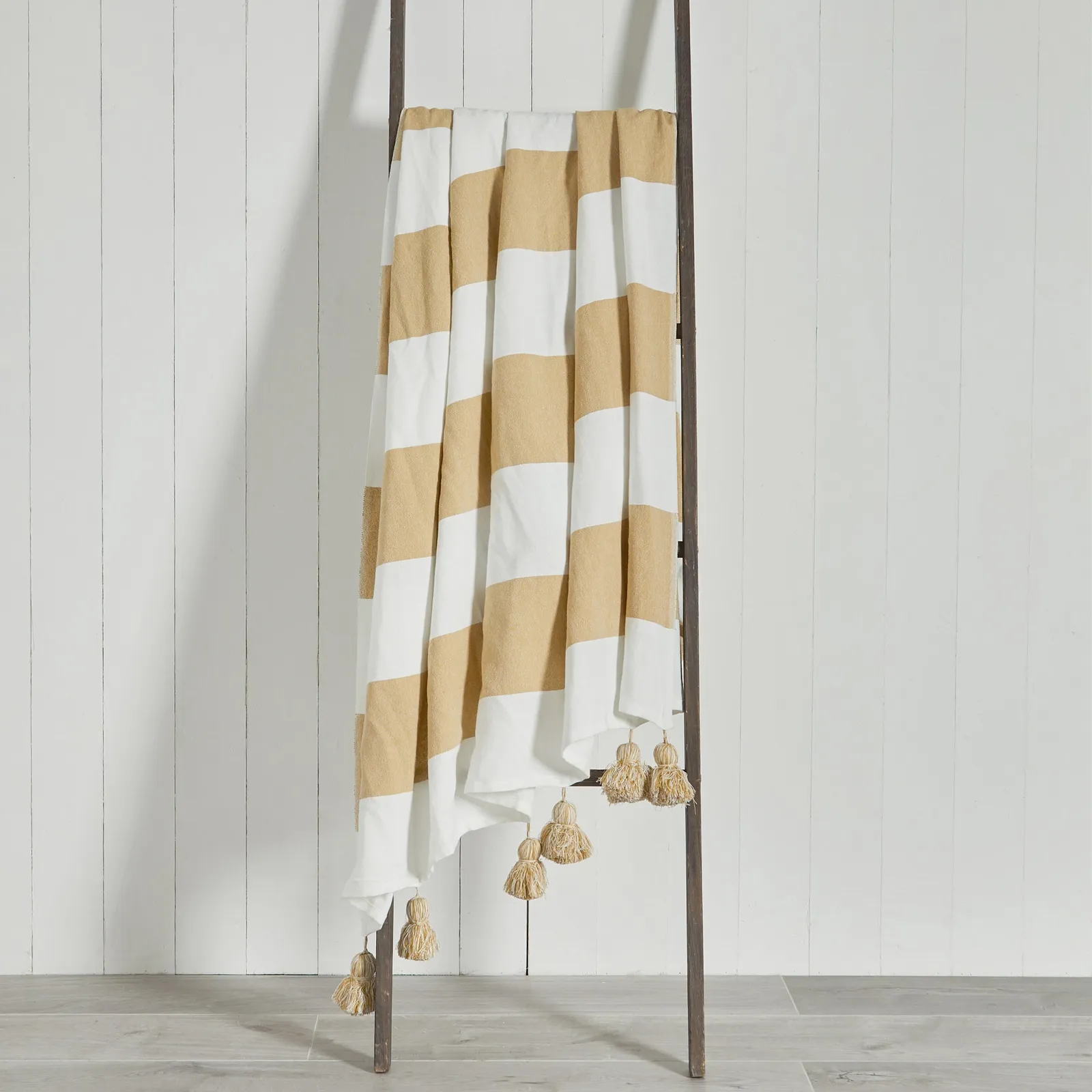 Lucas Stripe 150cm x 200cm Throw Yellow and White