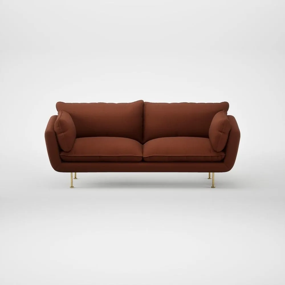 Heal's Allora 3 Seater Sofa Smart Cotton Linen Rust Brass Feet