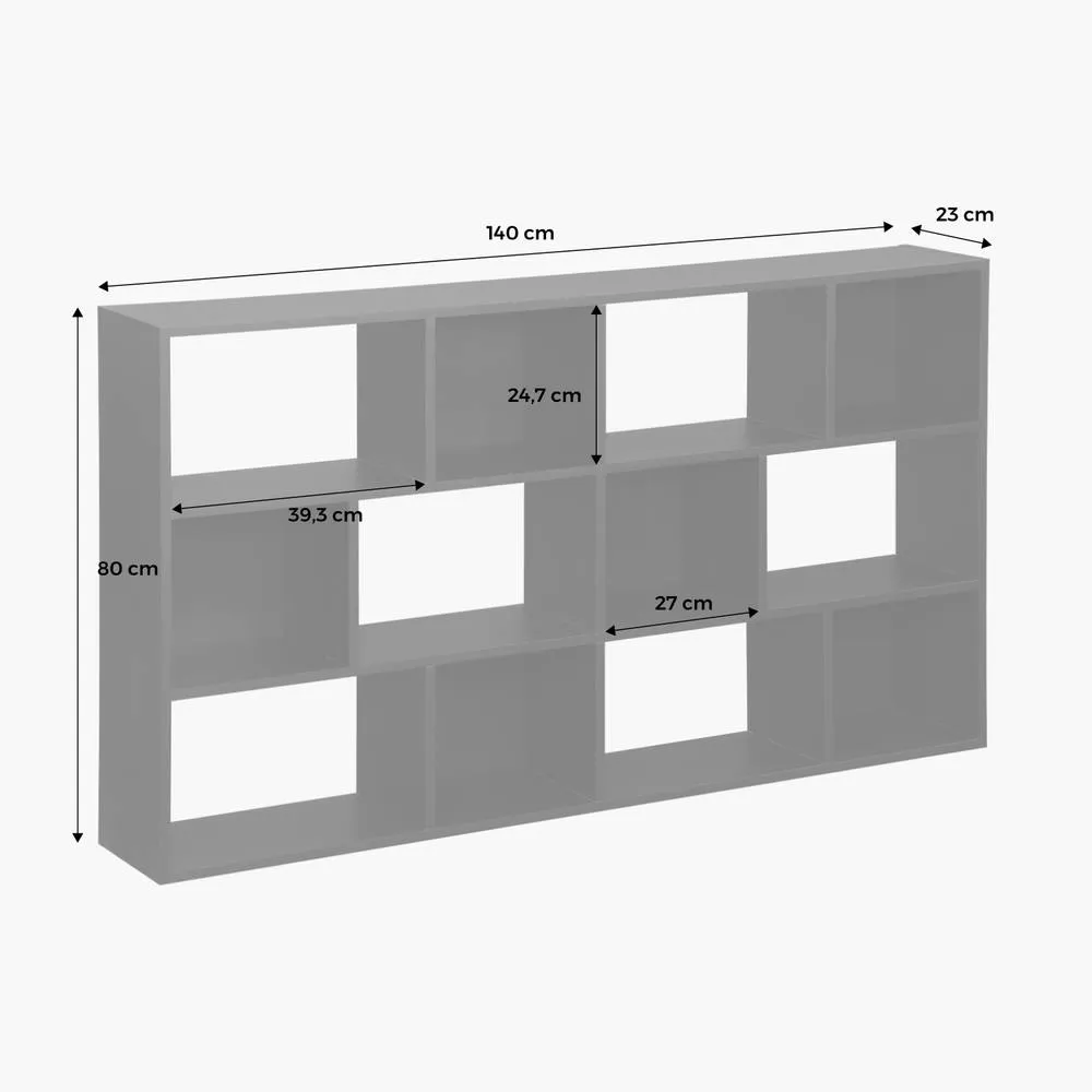 sweeek 3-shelf Bookshelf With 12 Compartments in Light Brown 6