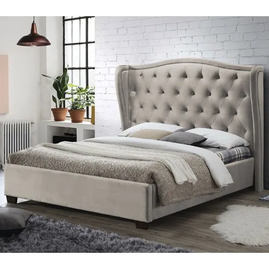 Lauren Fabric Super King Size Bed In Champagne