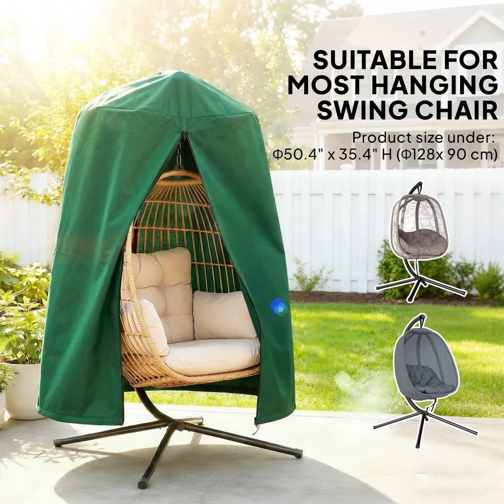 OUTSUNNY Hanging Egg Chair Cover Garden Swing Chair Cover Waterproof, Green 4