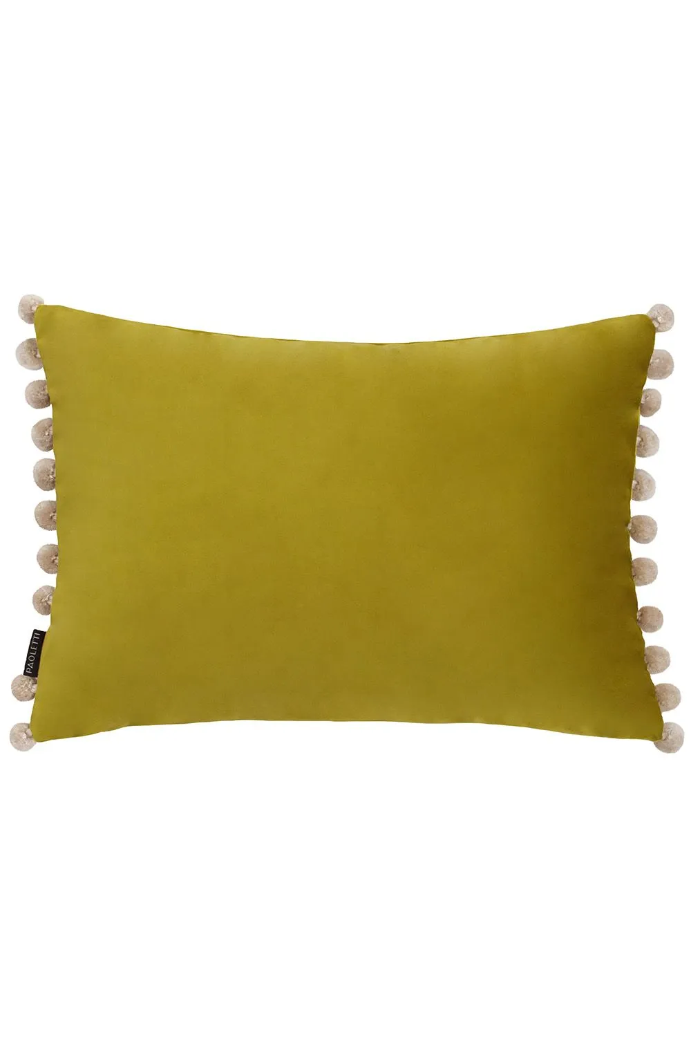 Paoletti Fiesta Soft Velvet Pom Pom Trimmed Cushion in Light Green