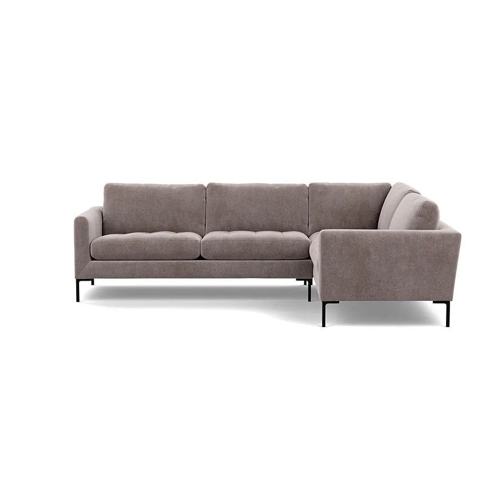 Heal's Eton Right Hand Facing Corner Sofa Smart Luxe Velvet Mushroom Black Feet 1