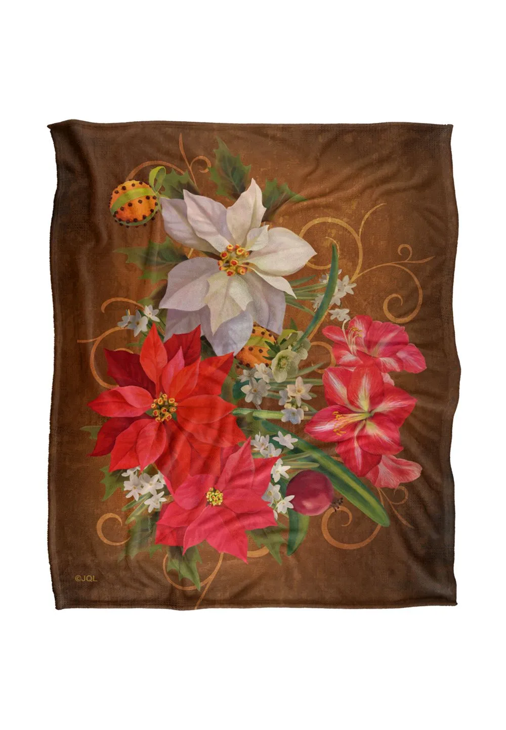 JQ Licensing Lc-Jp Winter Floral Poinsettias Silky Touch Super Soft Throw Blanket 152 X 127 cm in White