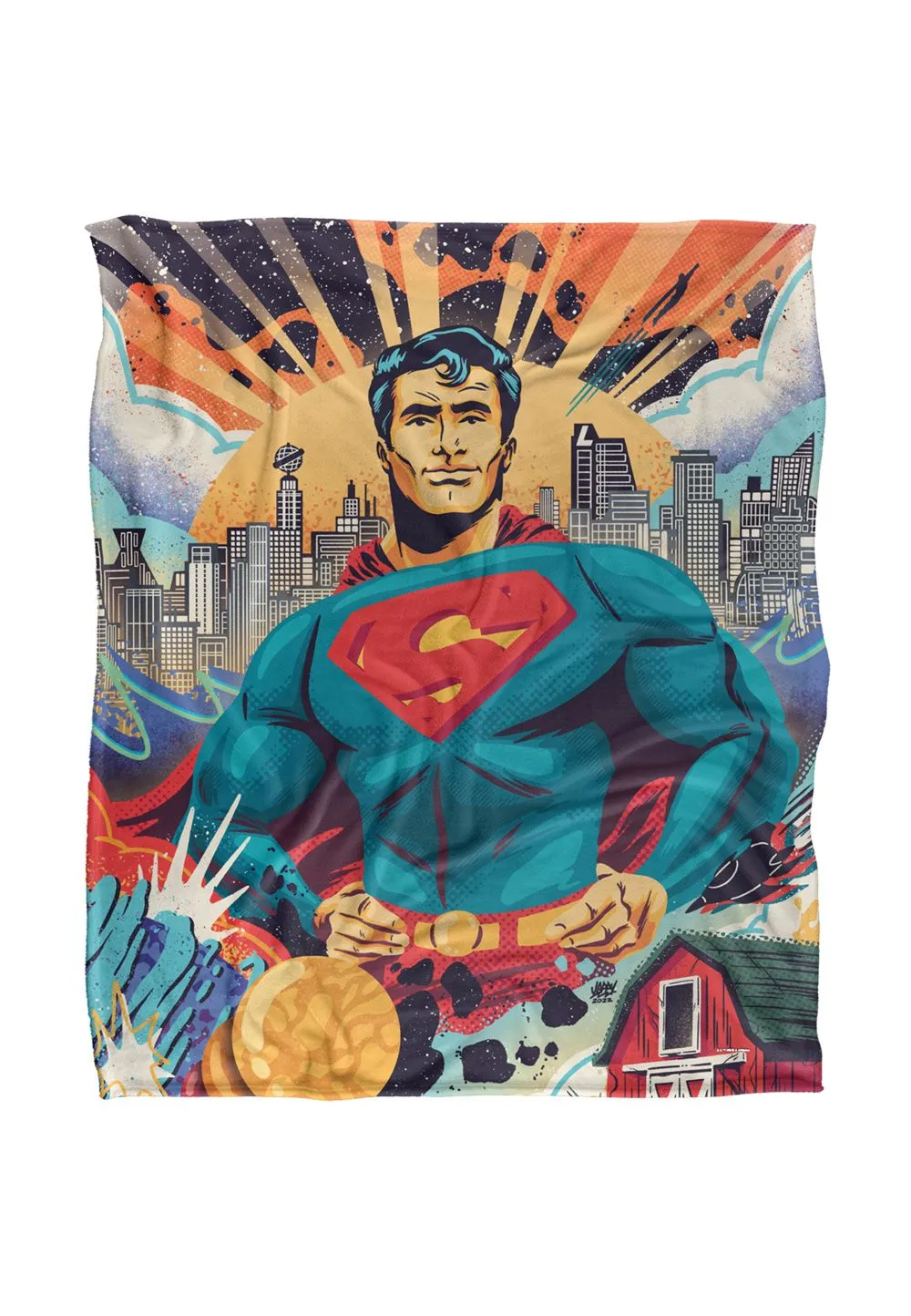Warner Bros. Jappy Agoncillo Superman Silky Touch Super Soft Throw Blanket 152 X 127 cm in White