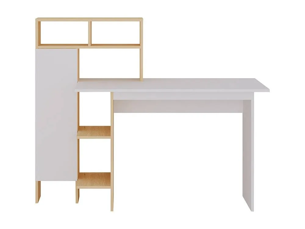 Vente-unique Desk With 1 Cupboard & 4 Open Compartments - White & Natural in Light Oak 6