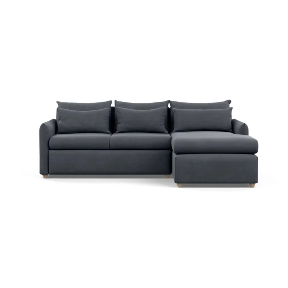 Heal's Pillow Medium Right Hand Corner Chaise Sofa Bed Linen Dark Grey