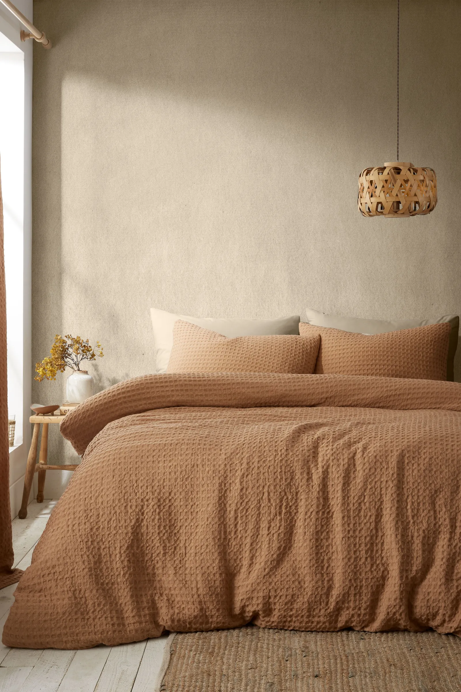 Pineapple Elephant 'Muscat Waffle' Duvet Cover Set in Terracotta