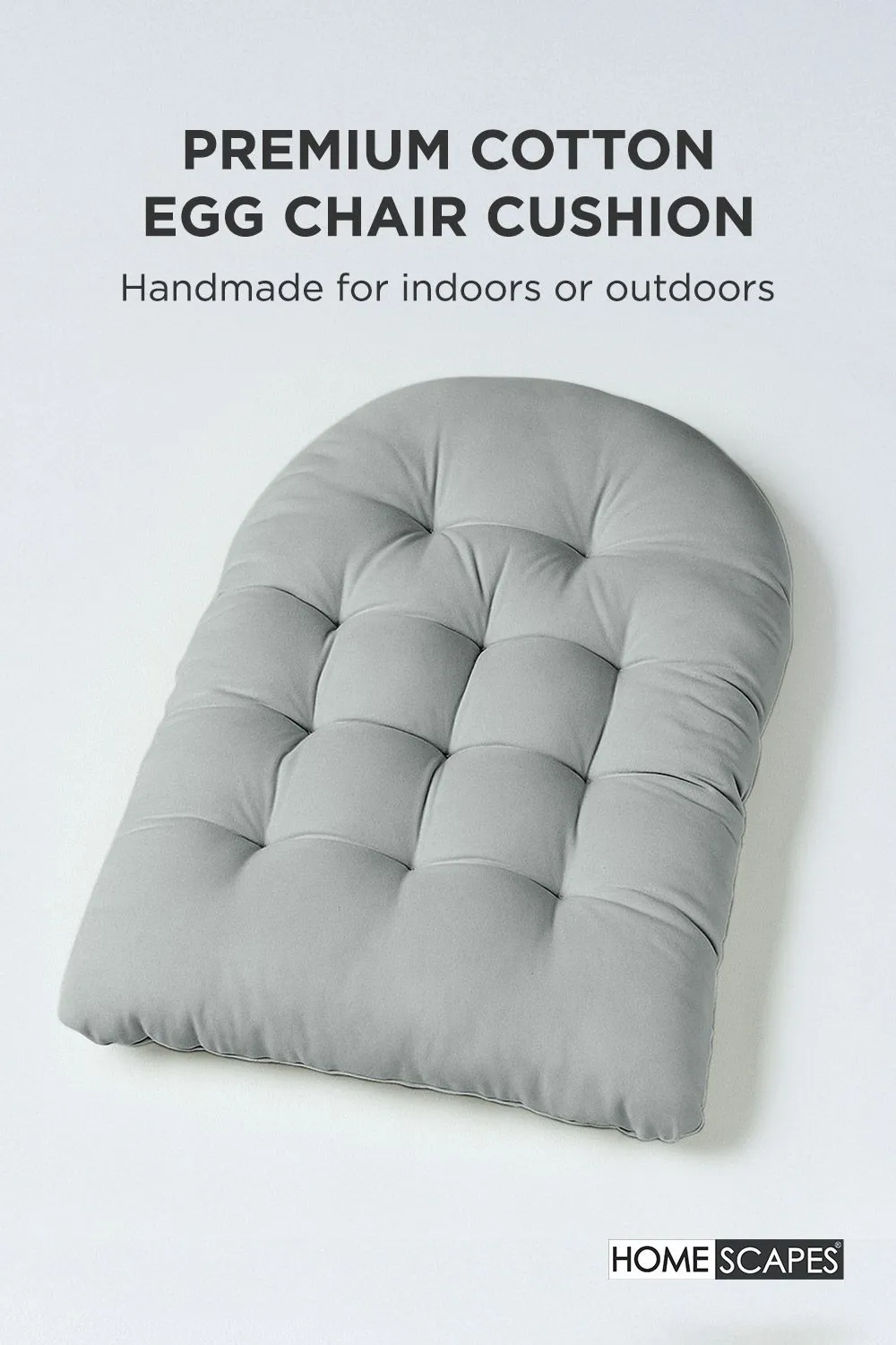 Homescapes Luxury Egg Chair Cushion, Hanging Basket Swing Chair Cushion in Grey 2