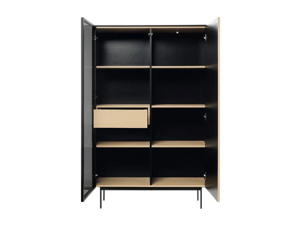 Vente-unique 2-Door Display Cabinet With Leds In MDF & Smoked Glass - H. 166 Cm in Black 6