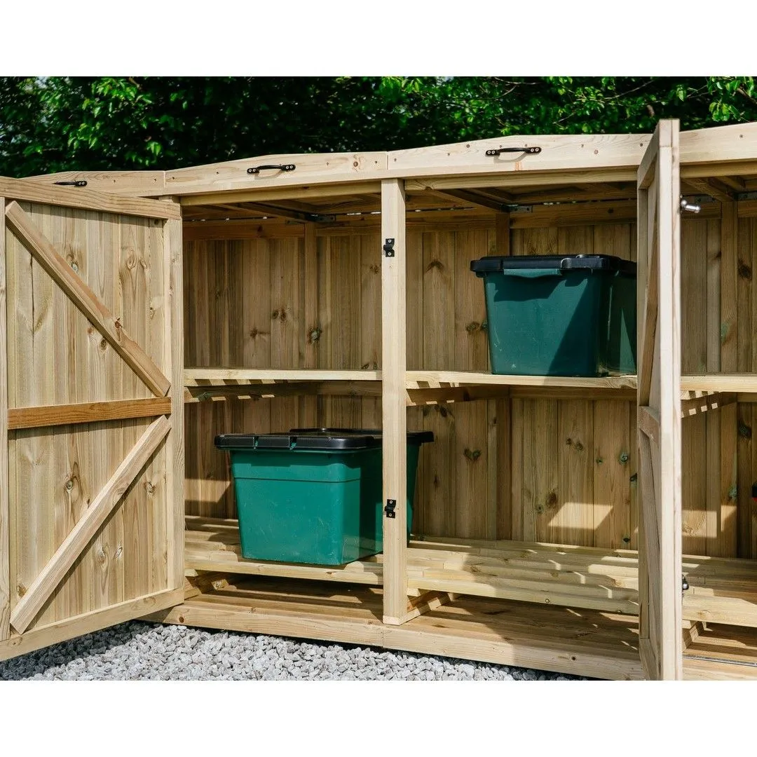 Buttercup Farm Chatburn Bin Store, Fits 1x 180L/240L Wheelie Bins & 8x Boxes in Brown 4