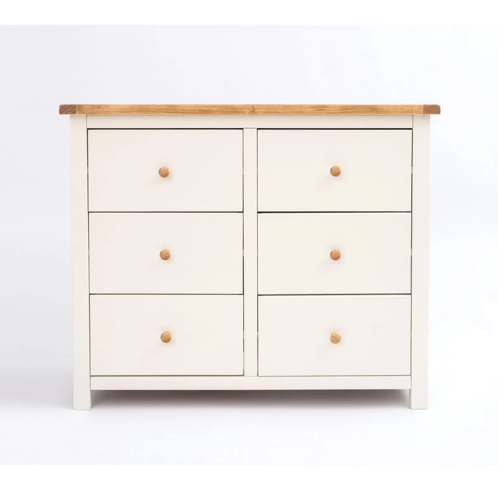 Cabinet Bits Maggiori 6 Drawer Chest of Drawers Wood Knob in Off-White