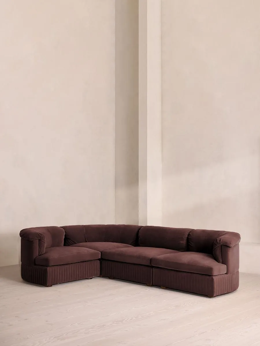 Oona Modular Sofa, L-Shape Sofa, Velvet, Aubergine