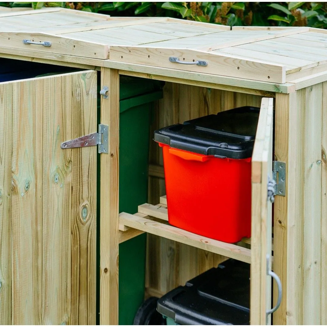 Buttercup Farm Shireburn Bin Store, Fits 4x 180L/240L Wheelie Bins & 2x Boxes in Brown 3