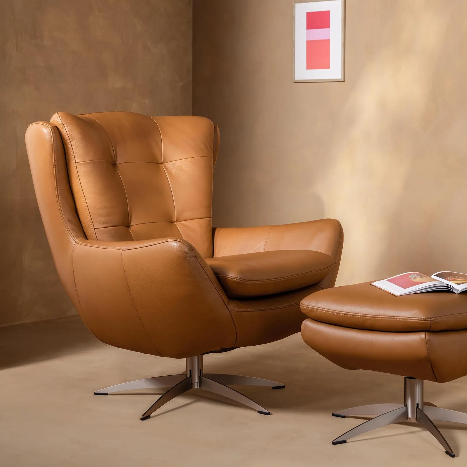 Mills Ottoman, Brown Leather | Barker & Stonehouse 2