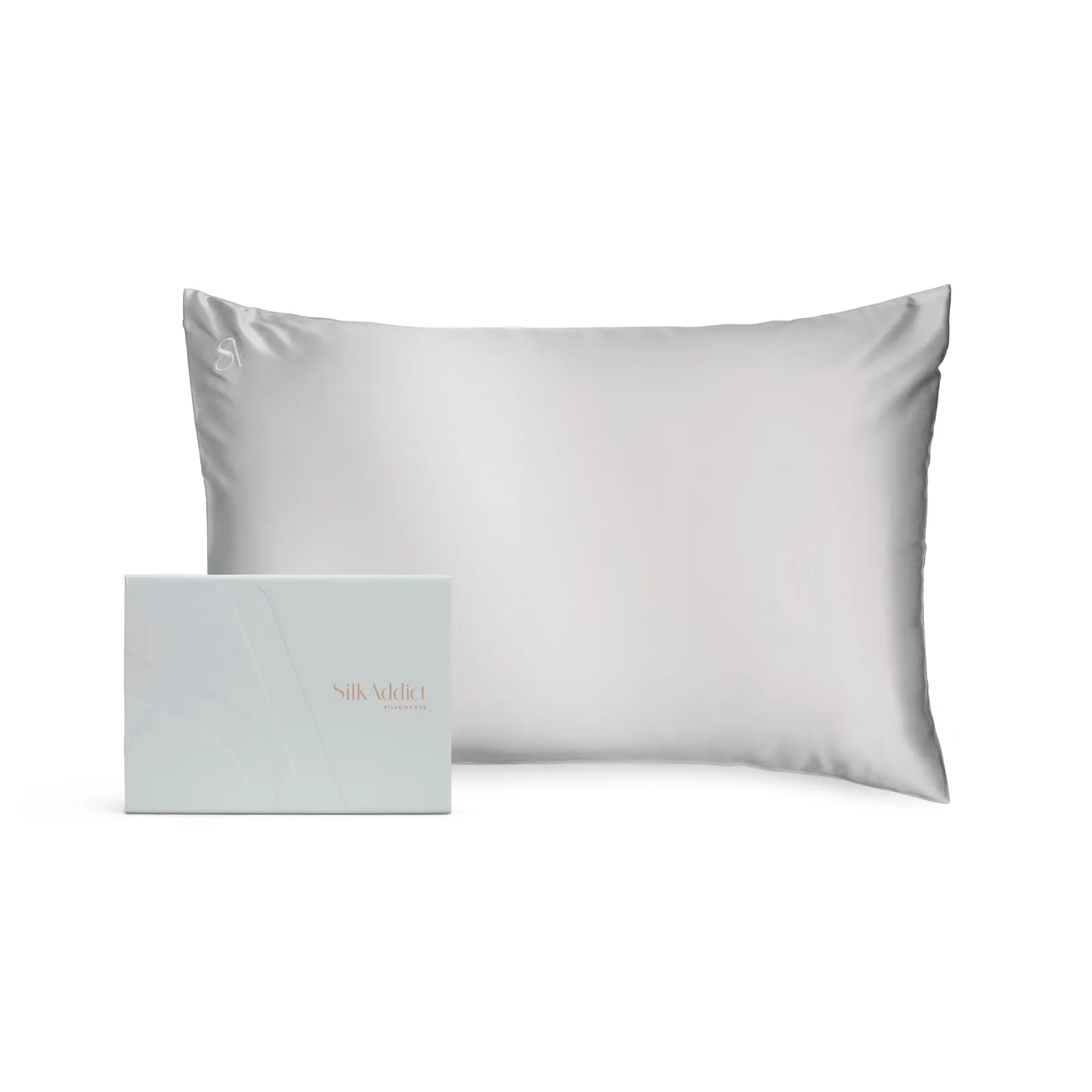 Silk Addict 100% Mulberry Silk Pillowcase - Navy in Metallic Silver