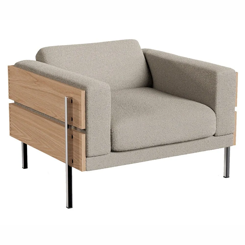 Case Forum Lounge Chair Oak Boucle Chalk 2