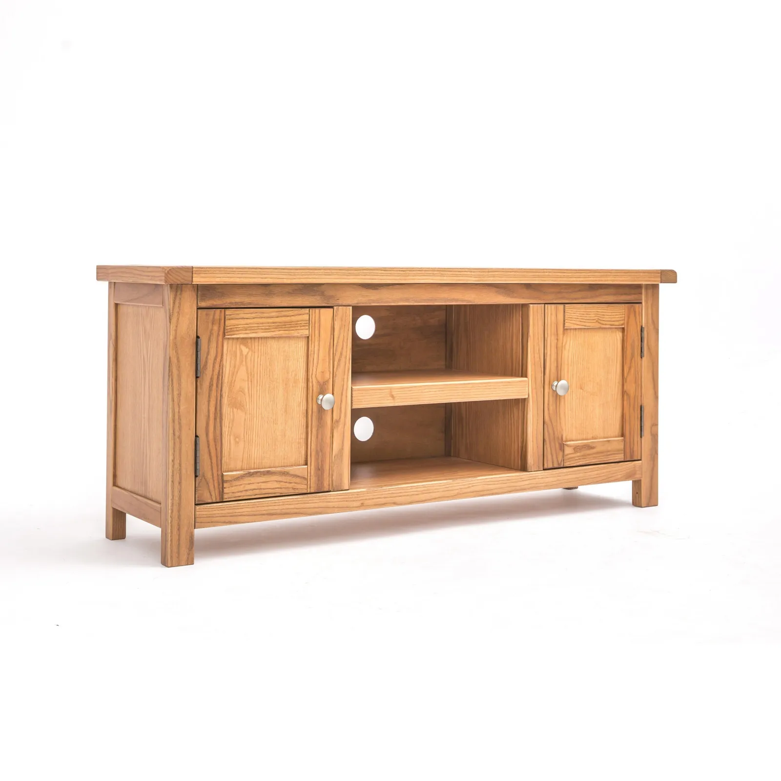 Cabinet Bits Trivento Light Wood 2 Door TV Cabinet Chrome Knob in Natural 2