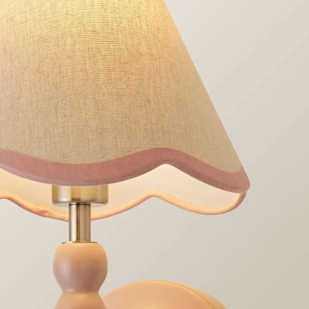 ValueLights Bobbins Rose Pink Bobble Wall Light & Linen Pastel Trim Lamp Shade in Pale Pink 4