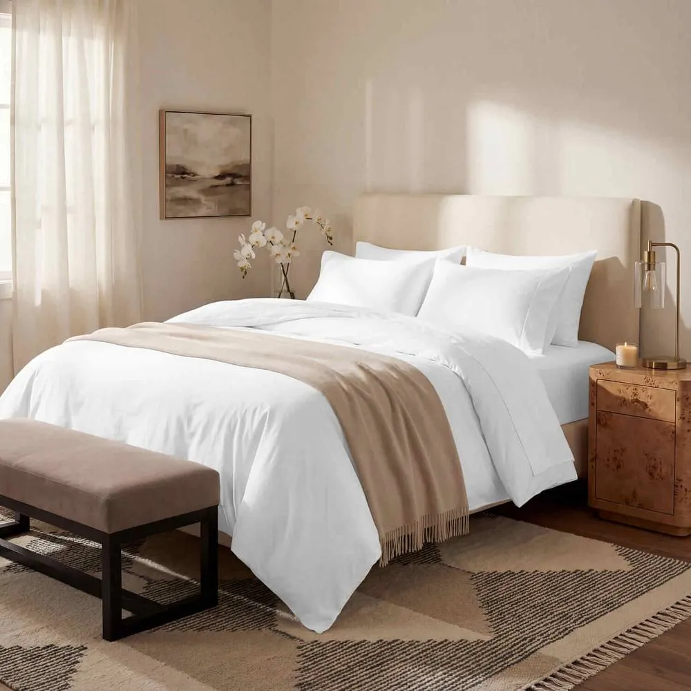 Bedable 100% Cotton Sateen Bedding Bundle 460 Thread Count - Duvet Cover + Fitted Sheet + 4 Pillowcases + Duvet + 4 Pillows