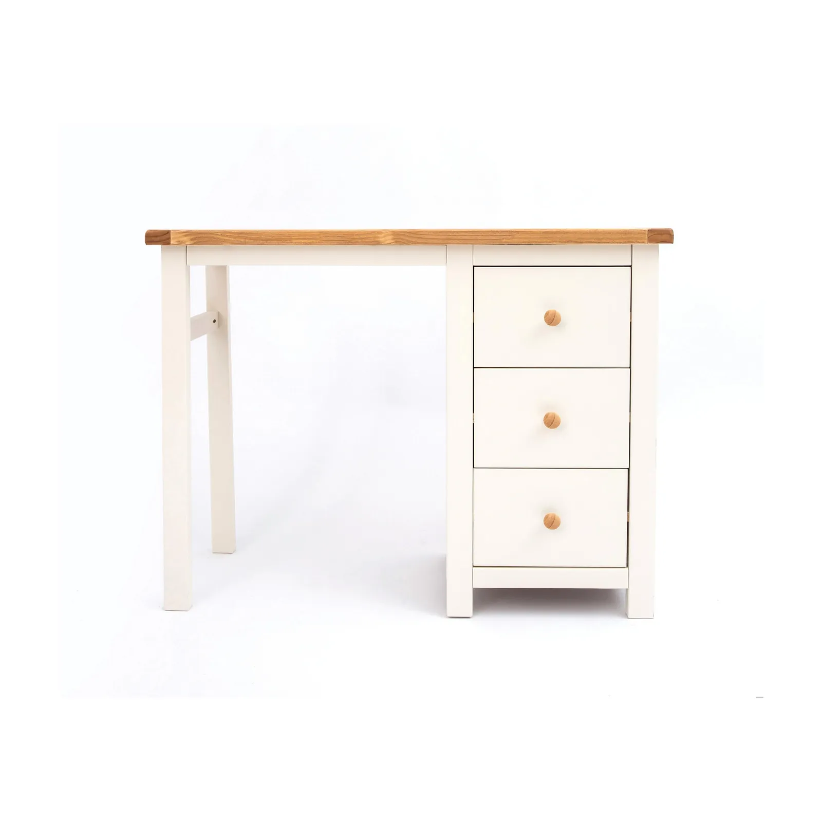 Cabinet Bits Maggiori 3 Drawer Desk - Dressing Table Wood Knob in Off-White