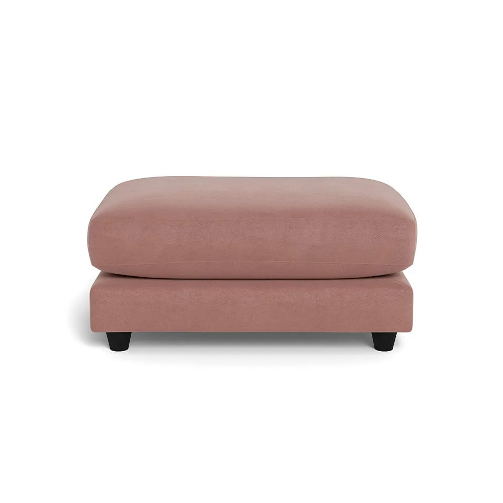 Heal's Snooze Footstool Smart Luxe Velvet Dusky Pink Black Feet