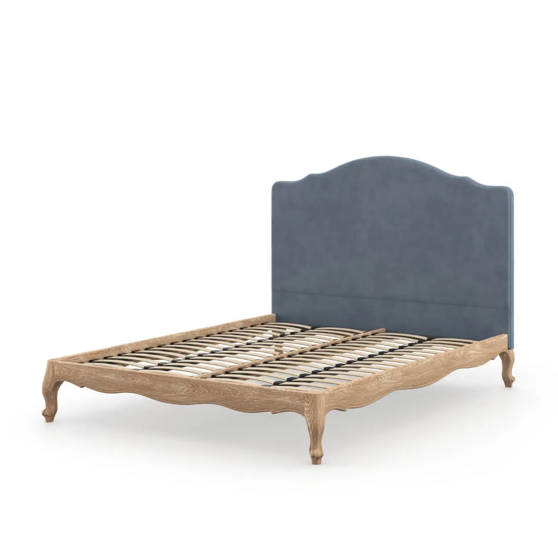 Sienna Velvet Bed, King - French Blue / Weathered Oak