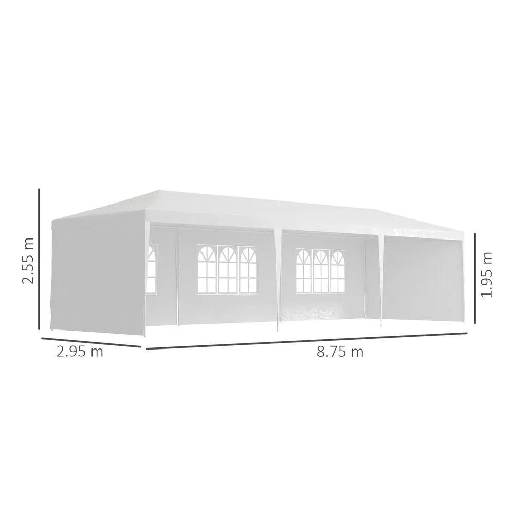 OUTSUNNY 9m x 3m Outdoor Garden Gazebo Wedding Party Tent Canopy Marquee in White 3