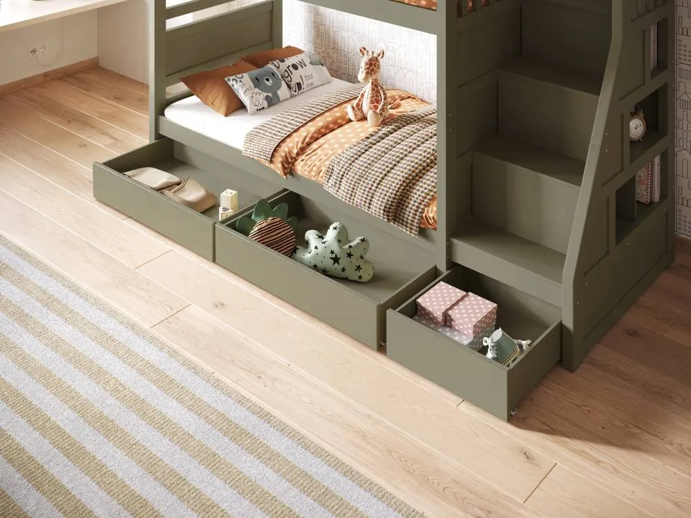 Flair Lunar Staircase Bunk Bed with Storage in Green 4