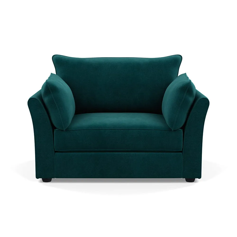 Heal's Tailor Loveseat Smart Luxe Velvet Ocean Black Beech Feet