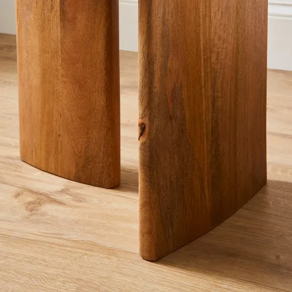 Arya Oval Side Table, Mango Wood and Real Marble 3