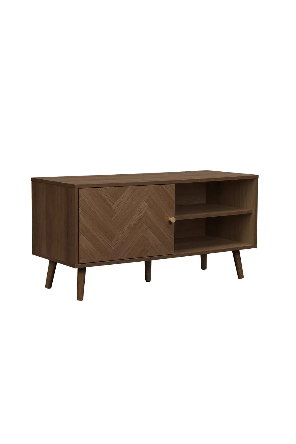 Birlea Herringford Small TV Unit Entertainment Stand Walnut Parquet Design in Brown 5