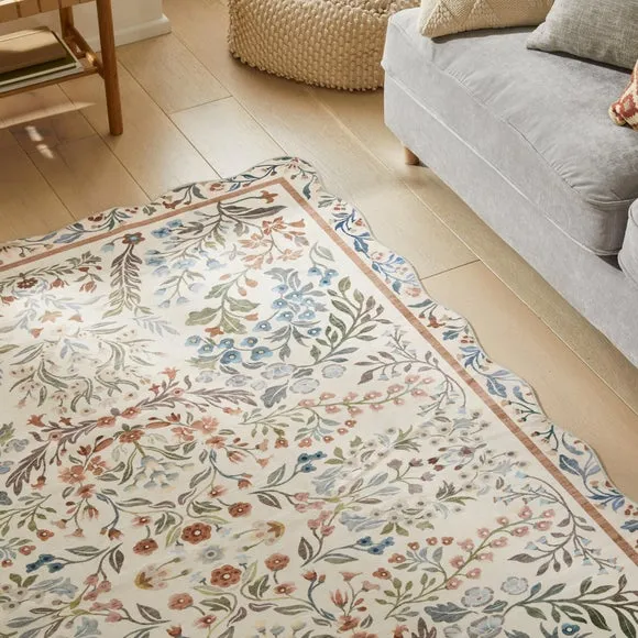 Concept Looms Liberty Botanical Scalloped Washable Rug 4