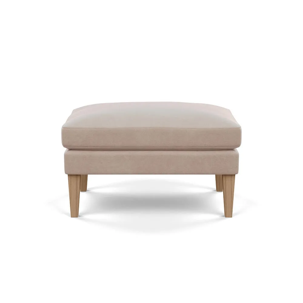 Heal's Wallis Ottoman Smart Velvet Pebble Stained Oak Feet 1