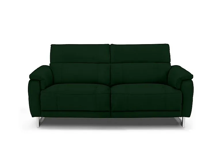 Moet 3 Seater Fabric Power Recliner Sofa with Telescopic Headrests - Bottle Green