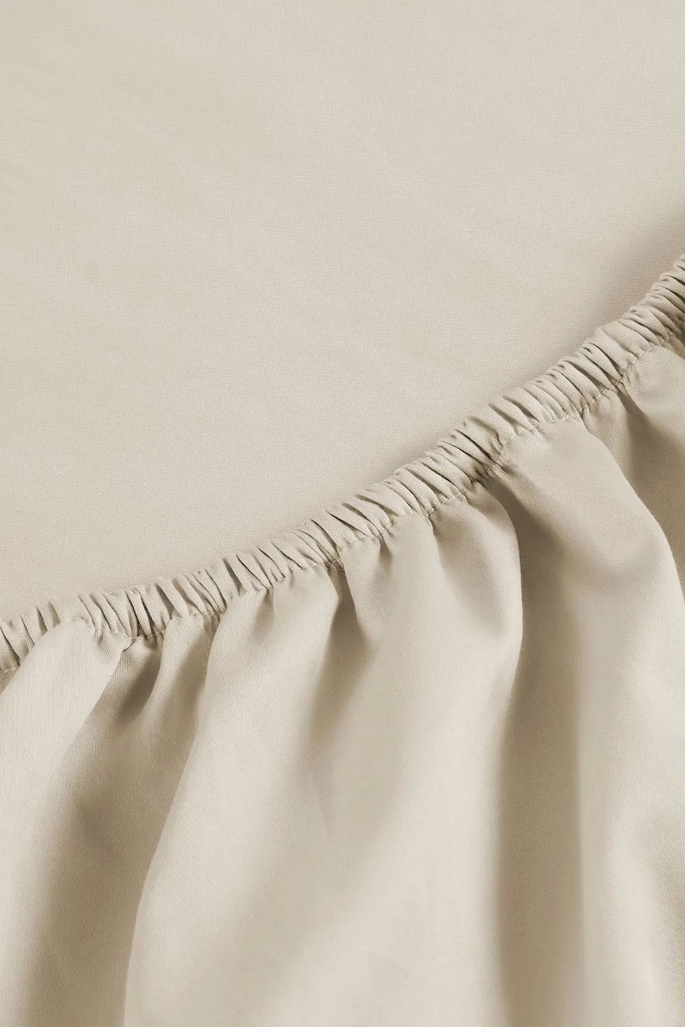 CHRISTY 400TC Luxury Cotton Sateen Plain Dye Bedding Fitted Sheets in Light Beige 3