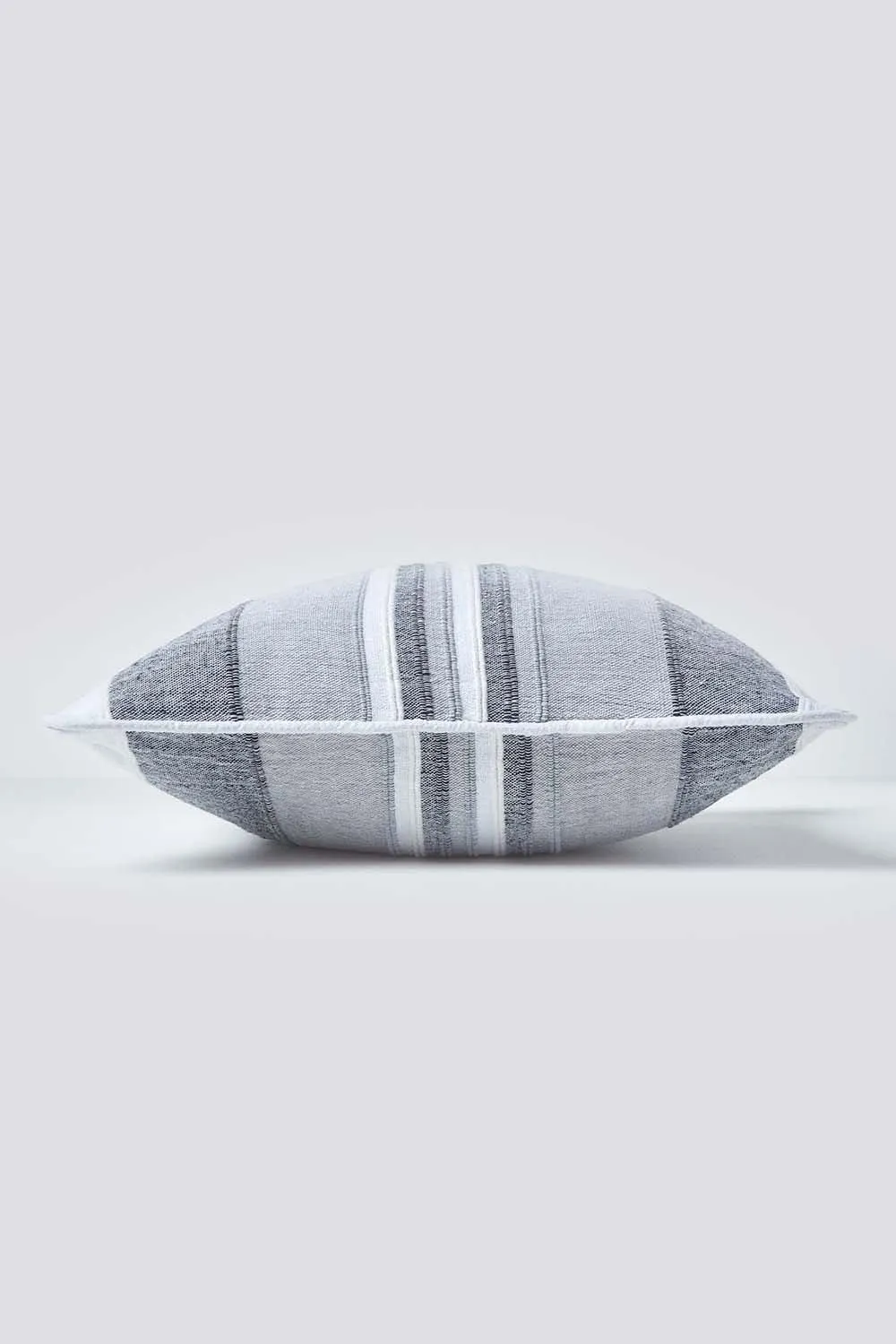 Homescapes Cotton Striped Morocco Cushion Cover in Light Grey 2