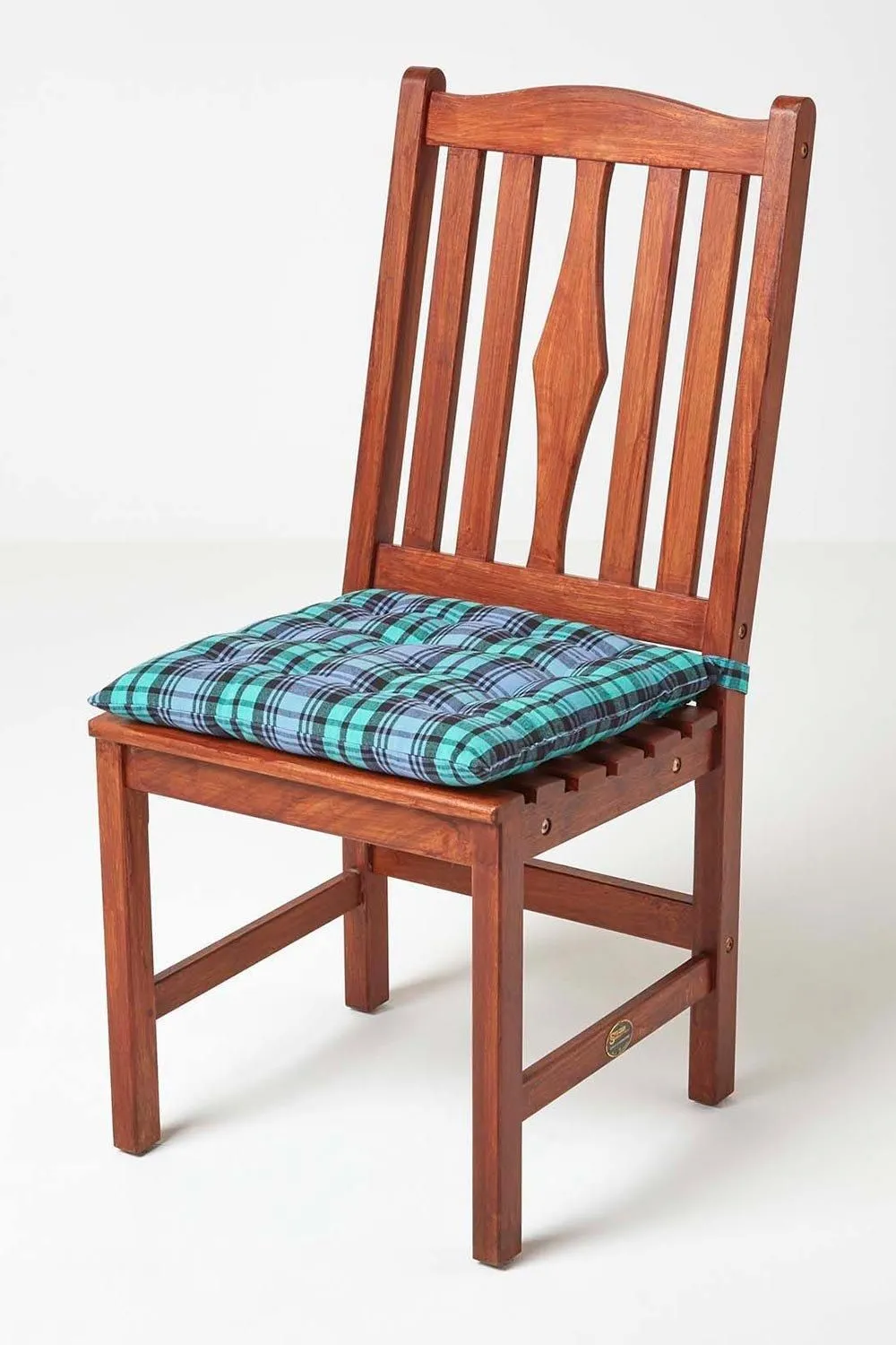 Homescapes Seat Pad Luxury Cotton Green Tartan Indoor Outdoor Garden Cushion, 40cm 6