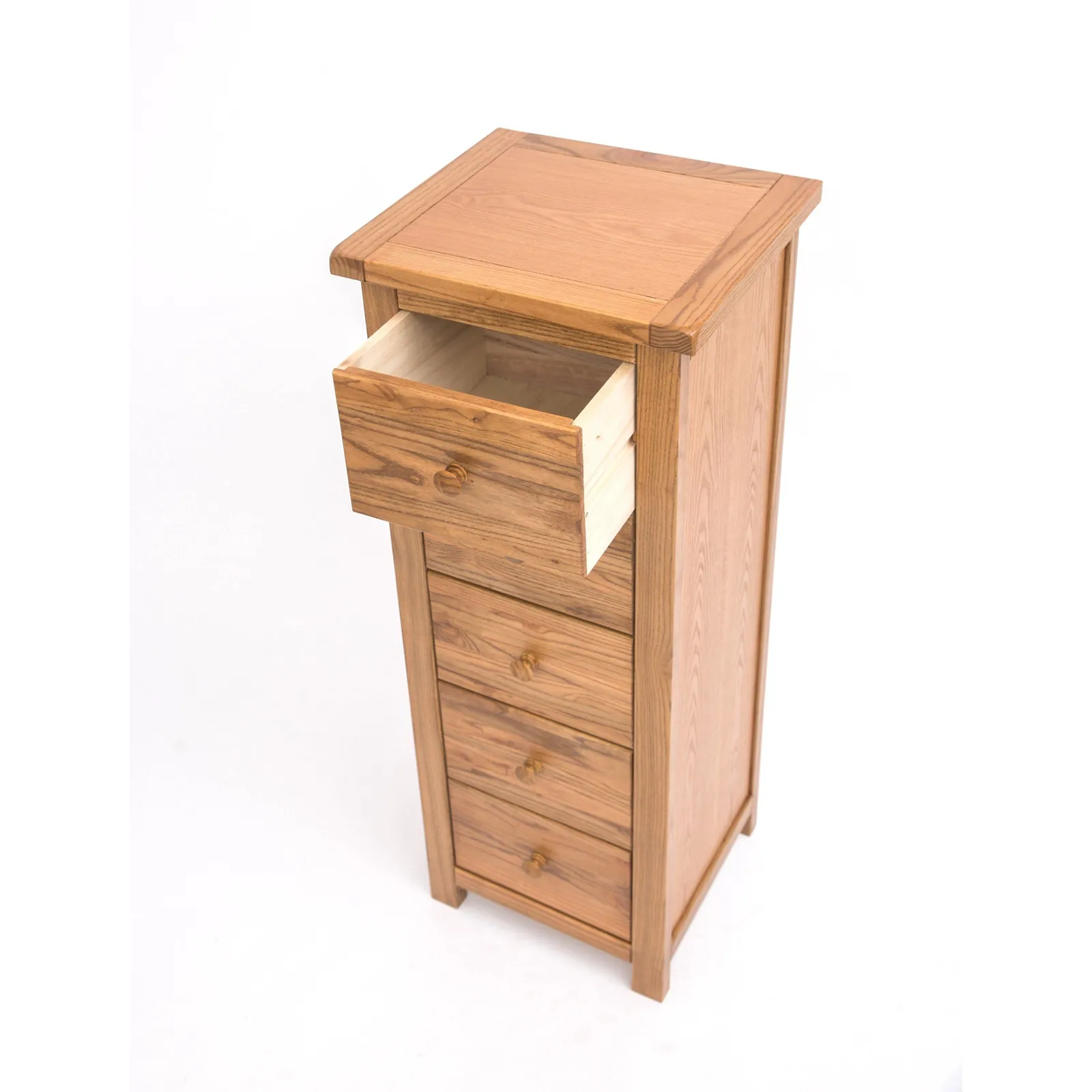 Cabinet Bits Trivento 5 Drawer Narrow Chest of Drawers Wood Knob in Natural 4