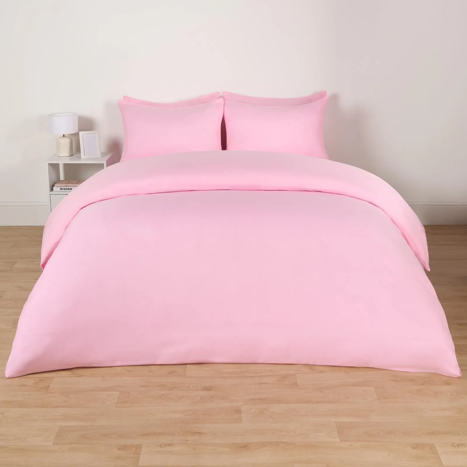 OHS Plain Dyed Duvet Cover with Pillowcase Bedding Set in Pink