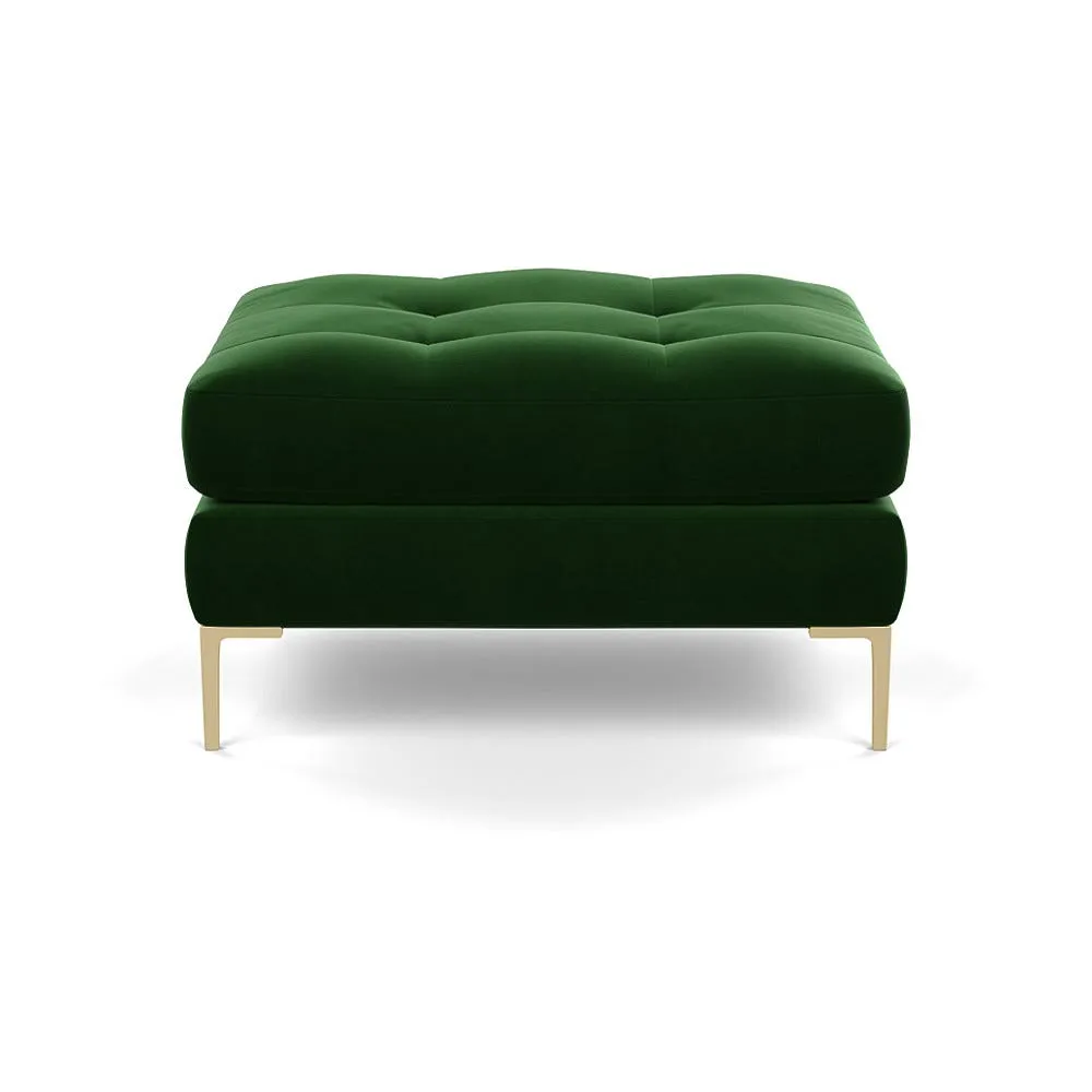 Heal's Eton Footstool Smart Velvet Forest Brass Feet