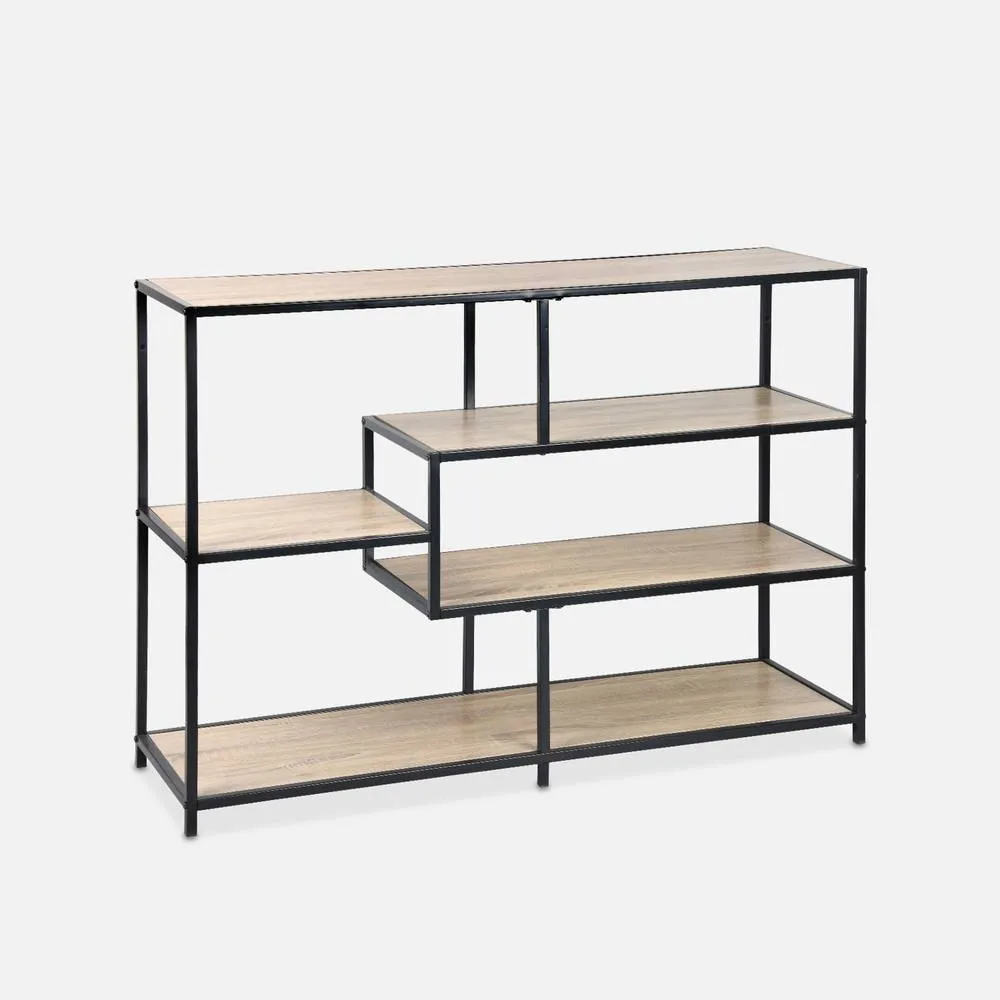 sweeek 5-level Industrial Bookshelf In Metal & Wood Effect in Light Brown 4