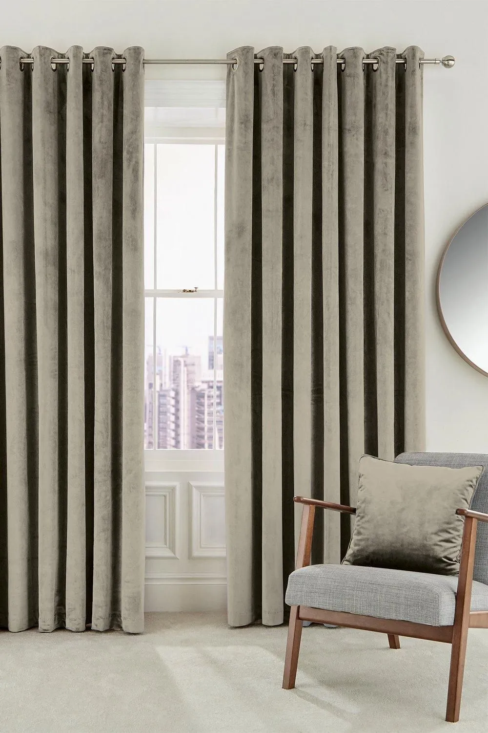 Helena Springfield 'Escala' Woven Lined Curtains in Medium Beige 1