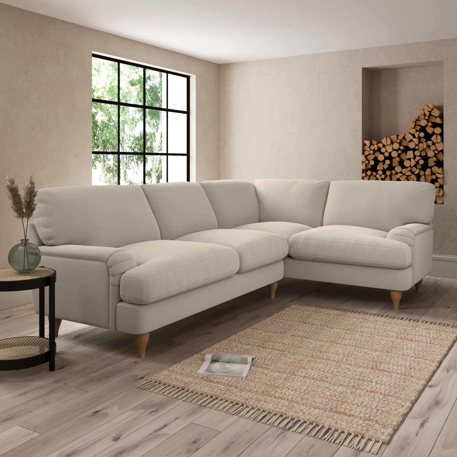 Darwin Luxury Velvet Right Hand Corner Sofa Brown