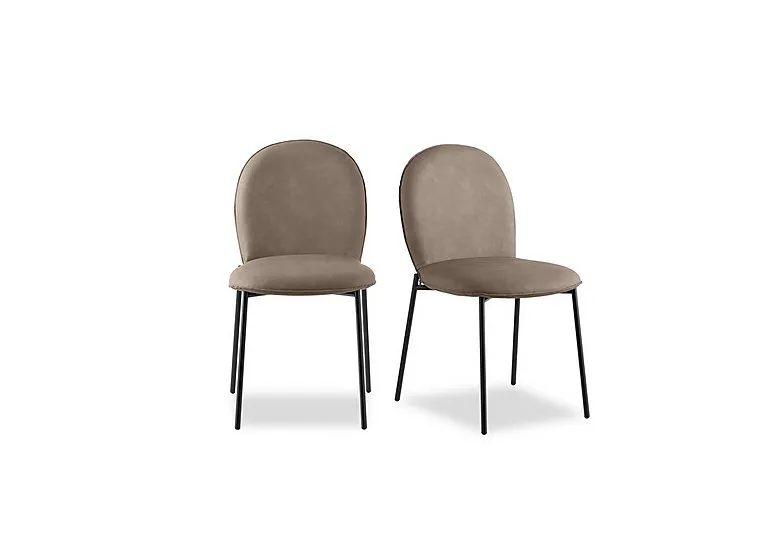 Riley Pair of Mid Black Metal Leg Dining Chairs - Desert