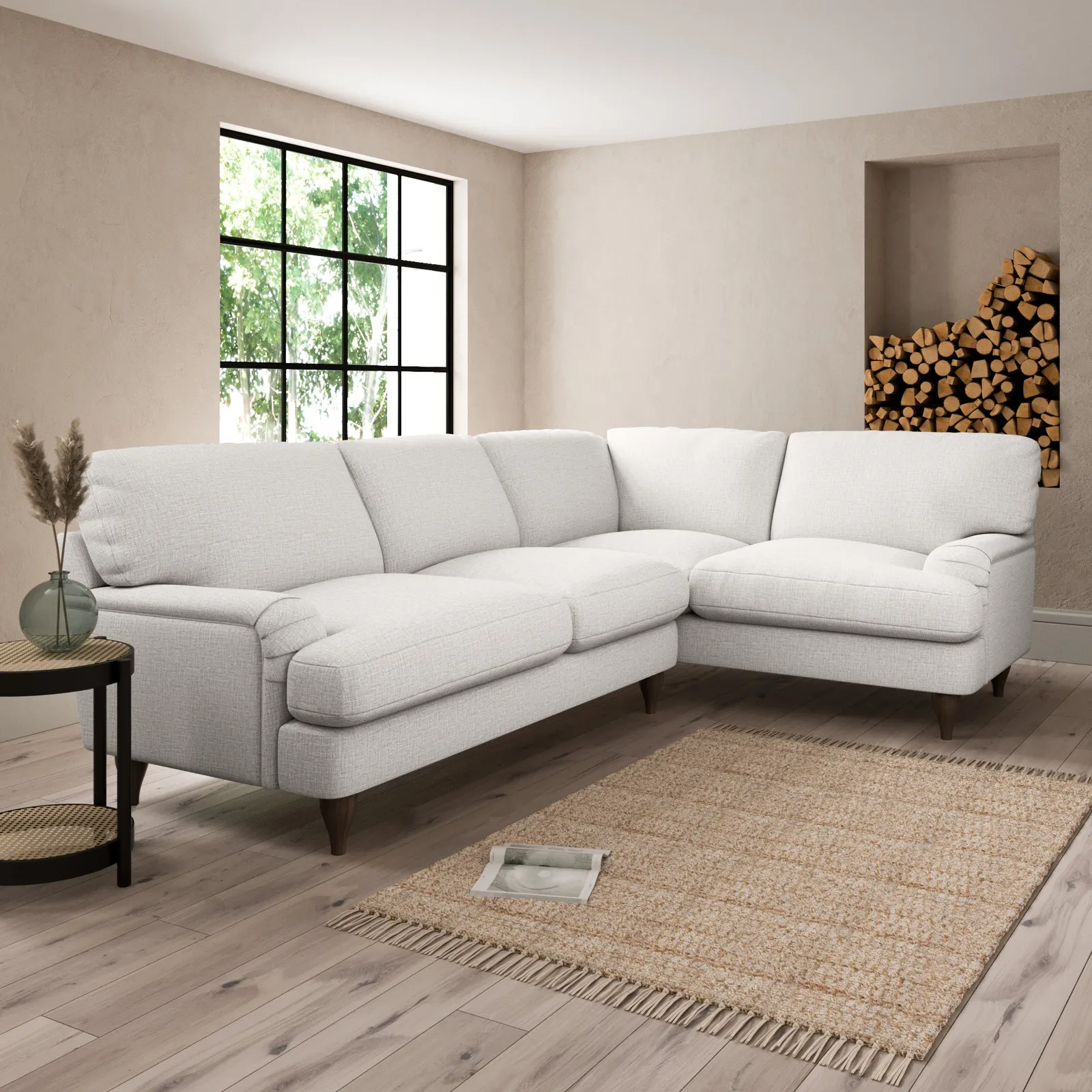 Darwin Textured Weave Right Hand Corner Sofa Textured Weave Sandstone