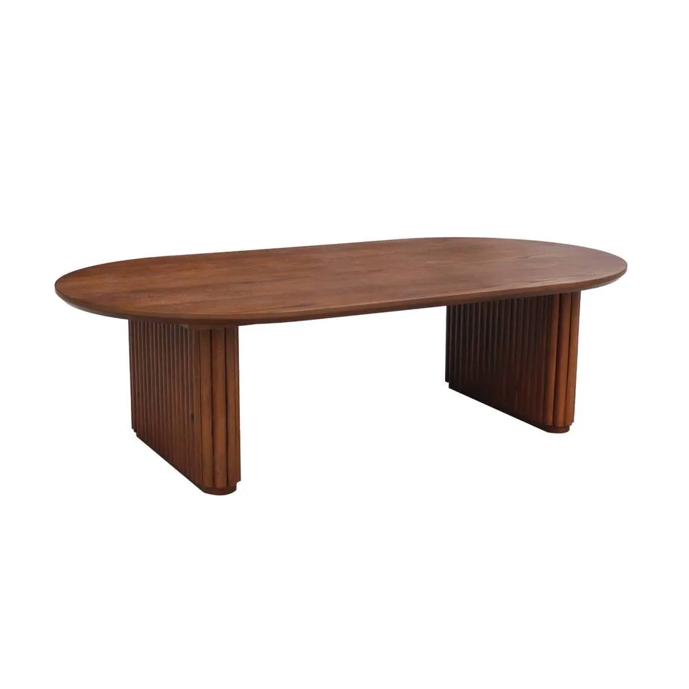 sweeek Oval coffee table Rubberwood oak veneer in Dark Brown 2