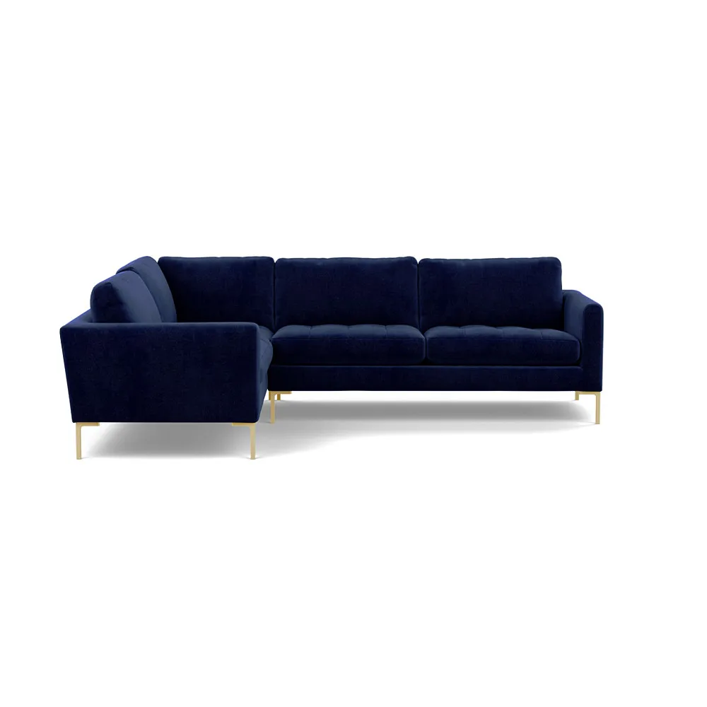 Heal's Eton Left Hand Facing Corner Sofa Smart Luxe Velvet Midnight Brass