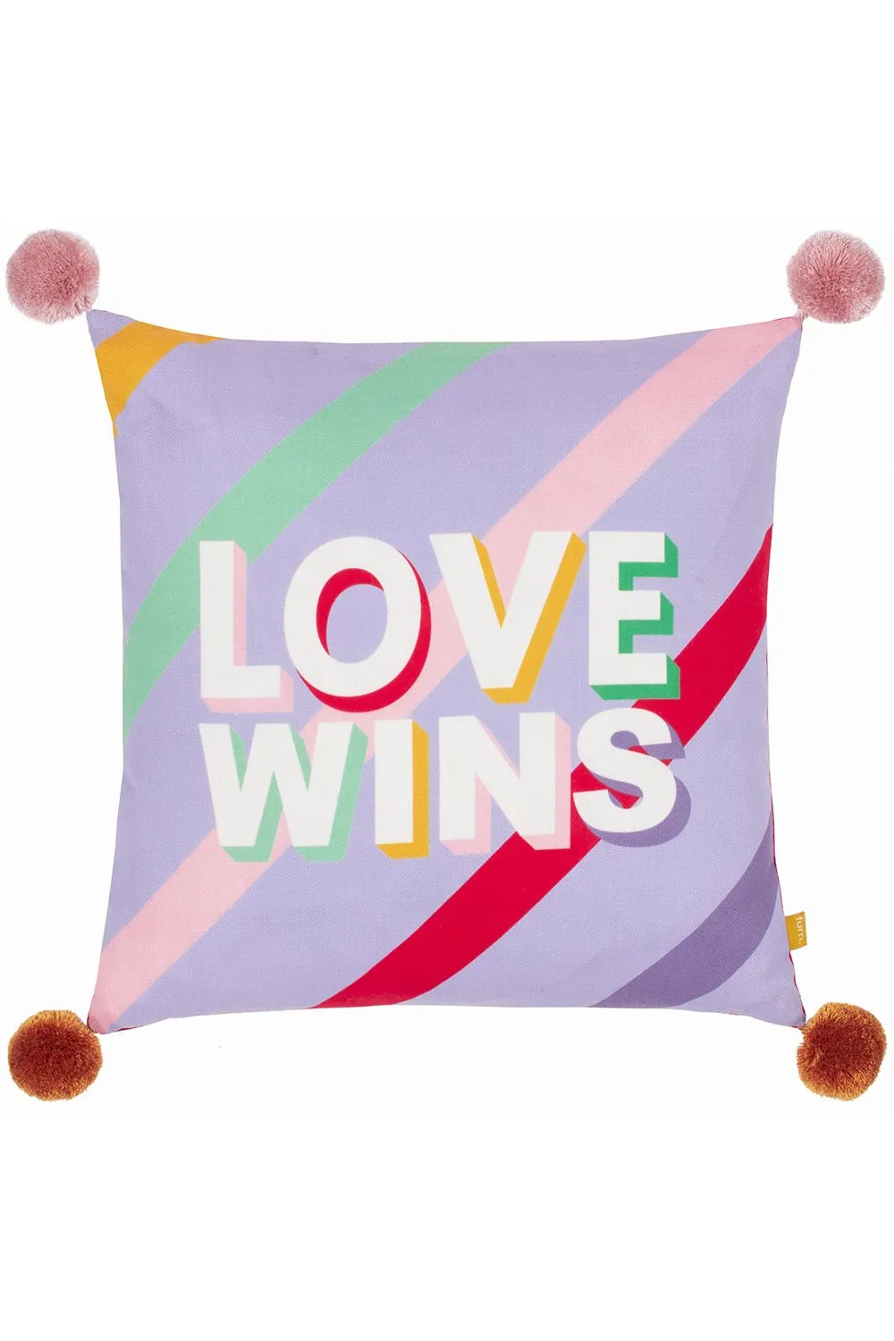 Furn Pom Poms Love Wins Slogan Cushion in Lilac